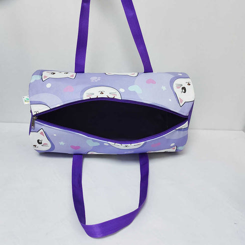 Personalised Kids Cat Face Large Duffle Bag & Box Pouch Combo Gift Set